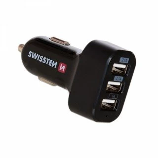 Swissten Auto punjač 3X USB 5,2A crna