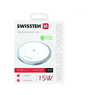 Swissten wireless punjač 15W USB-C bela