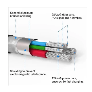 Swissten kabl TEXTILE Type C/Lightning 1,2m crna