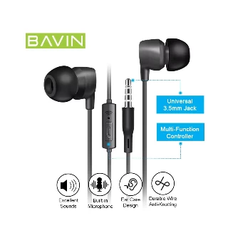 BAVIN slušalice 3,5mm 1,2m crna