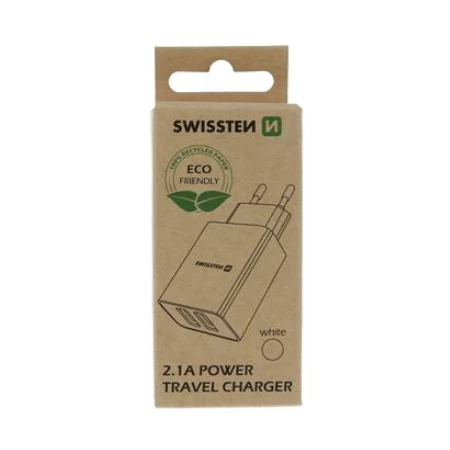 Swissten punjač  Eco Pack 2x USB 2,1A  bela