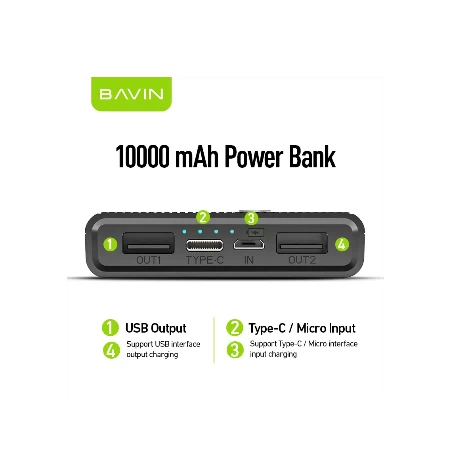 BAVIN Power Bank 10000mAh crna