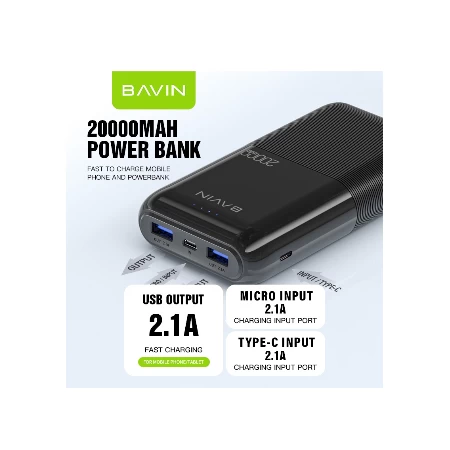 BAVIN Power Bank 20000mAh crna