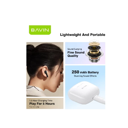 Bavin slušalice wireless earbuds crna