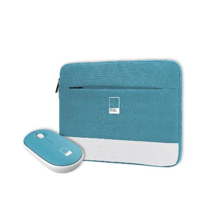 Celly torbica za laptop 16" + bežični miš svetlo plava