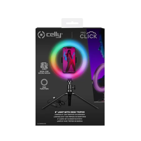 Celly Portable Tripod+ Flash Light RGB + kabl type-C