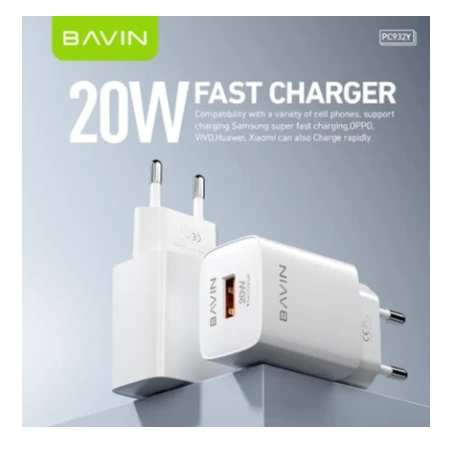 Bavin punjač 20W USB-A + kabl Micro bela