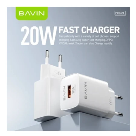 Bavin punjač 20W USB-A + kabl Lightning bela