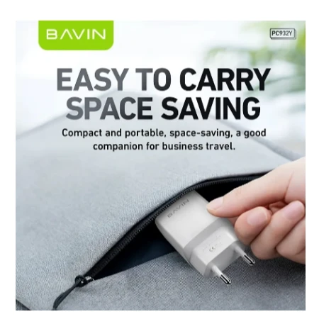 Bavin punjač 20W USB-A+ kabl type-C bela