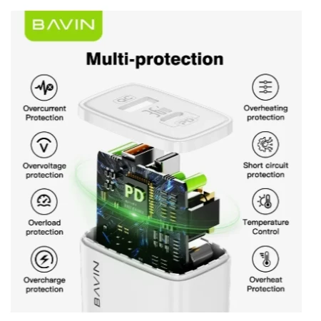 Bavin punjač 36W USB-A + USB-C bela