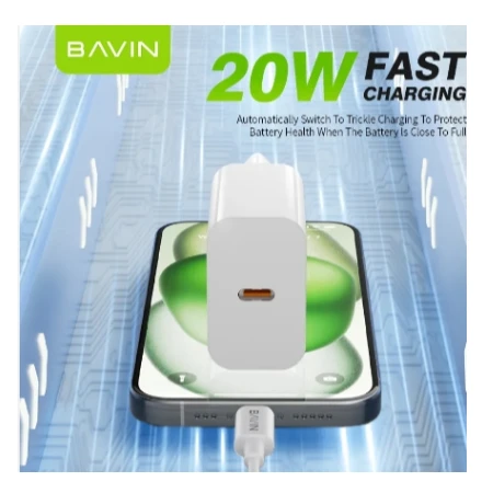 Bavin punjač 20W USB-C + kabl type-C bela