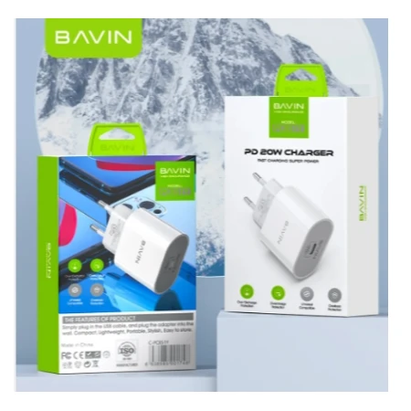 Bavin punjač 20W USB-C + kabl Lightning 30W bela