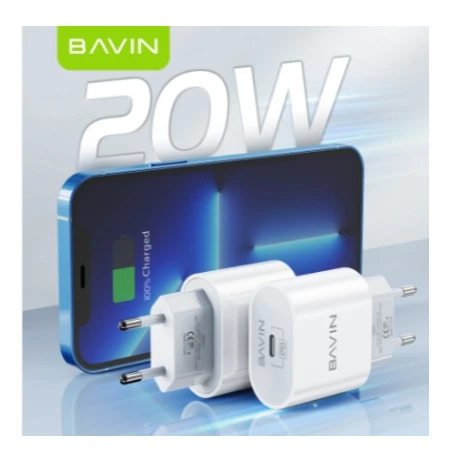 Bavin punjač 20W USB-C + kabl type-C 60W bela