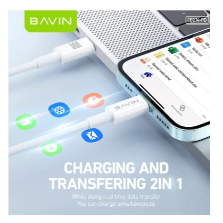 Bavin kabl 30W Type C na Ligtning bela - CB274