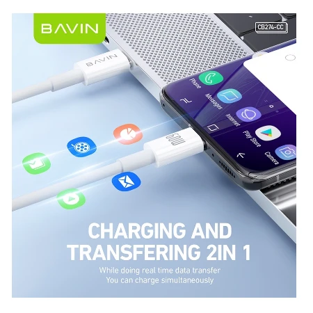 Bavin kabl 60W Type C na Type C 1m bela - CB274
