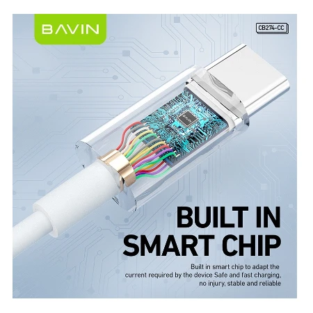 Bavin kabl 60W Type C na Type C 1m bela - CB274