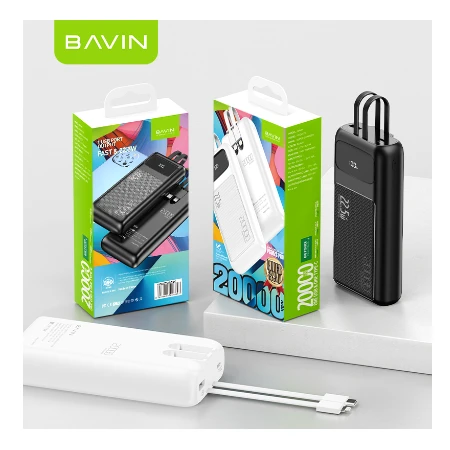 Bavin Power bank 20000mAh 22,5W  Type C & Ligtning  kabl