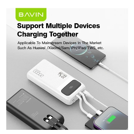 Bavin Power bank 20000mAh 22,5W  Type C & Ligtning  kabl