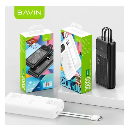 Bavin Power bank 20000mAh 22,5W  Type C & Ligtning  kabl