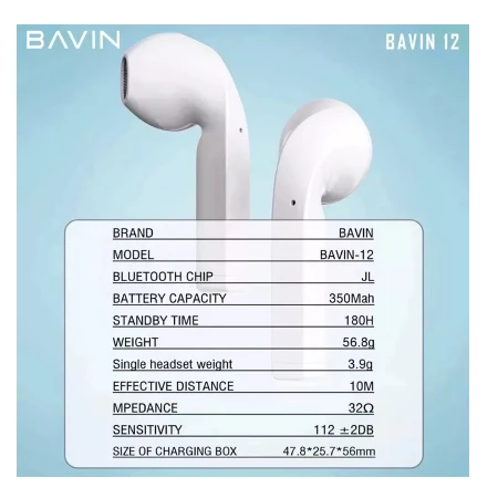 Bavin Wireless TWS  slušalice + kabl type-C pink