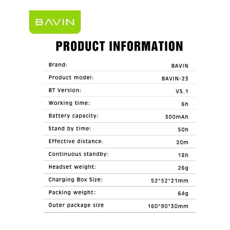 Bavin Earbuds Wireless slušalice + kabl type-C bela