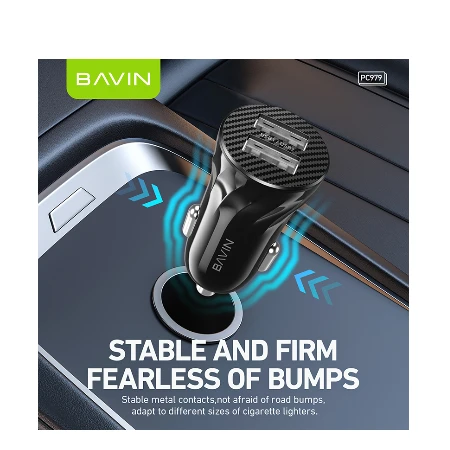 Bavin Auto punjač 2xUSB + kabl Type-C crna - PC979