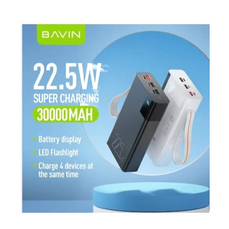 Bavin Power bank 30000mAh 22.5W QC3.0 bela