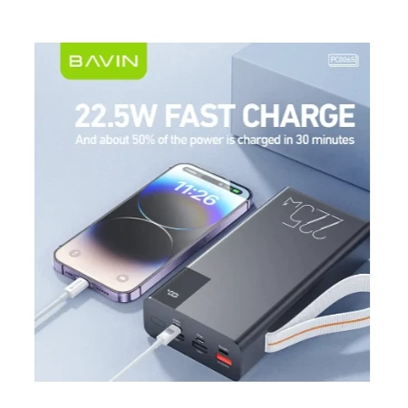 Bavin Power bank 30000mAh 22.5W QC3.0 bela