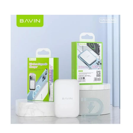 Bavin Magsafe Magnetic Power bank 5000mAh + kabl Lightning bela