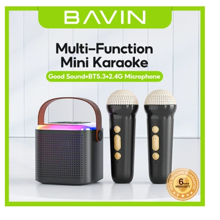 Bavin mini karaoke zvučnik sa  2 mikrofona crna