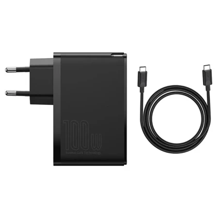 Baseus GaN2Pro  punjač 100W 2* Usb A/ 2* Type C + kabl  C/C crna
