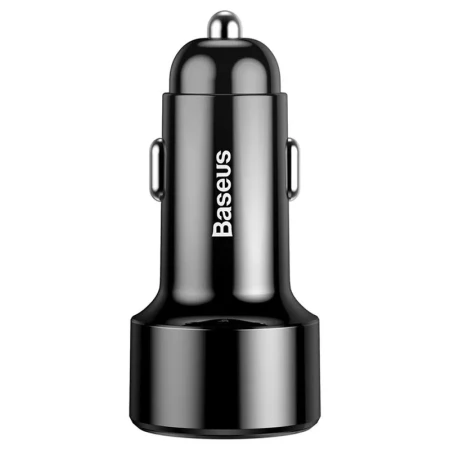 Baseus Autopunjač Usb A/Type C PD+QC Led display 45W crna