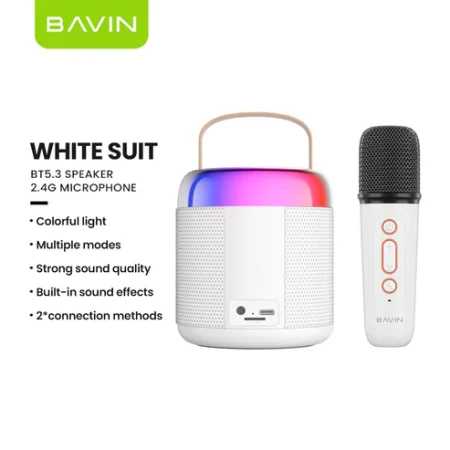 Bavin mini karaoke zvučnik sa  mikrofonom bela - BM-19 bela