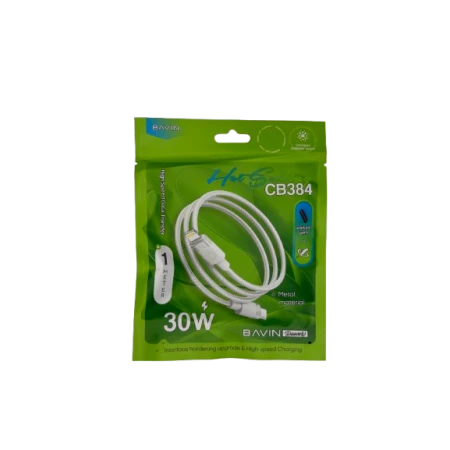 Bavin kabl pleteni 30W  1m Type C-Lightning bela - CB384PD
