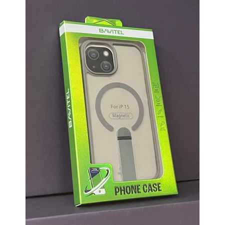 iPhone 15 Bavitel MagSafe sa naslonom siva