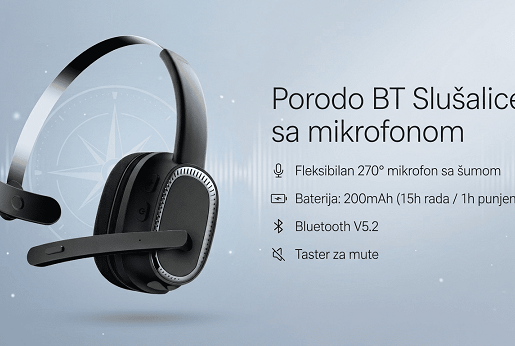 Porodo BT slušalice sa mikrofonom – 15h rada