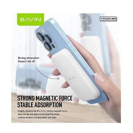 Bavin Magsafe Magnetic Power bank 5000mAh + kabl Lightning bela