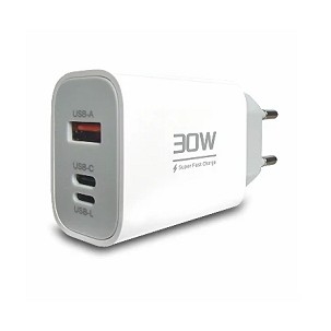 Bavitel punjač 30W Usb A/Type C/IOS + kabl Type C/Lightning bela  KeKe-PD004