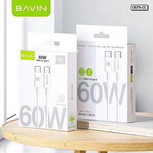 Bavin kabl 60W Type C na Type C 1m bela - CB274