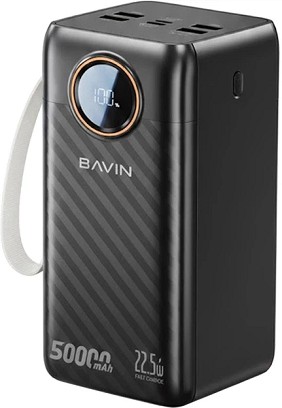 Bavin Power Bank 50000 mAh 22.5W type C + IOS crna