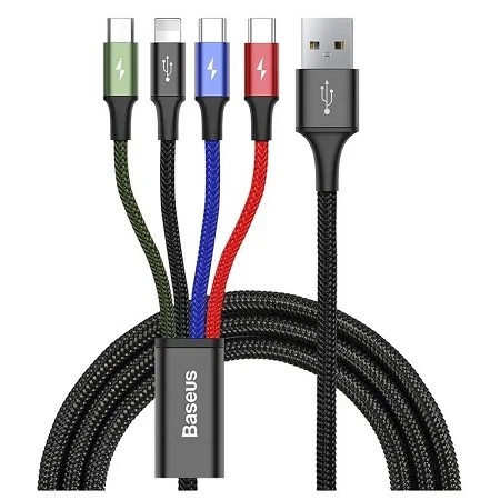 Baseus kabl 4u1 2*c/1*IOS/1*Micro 3,5A 1,2m crna